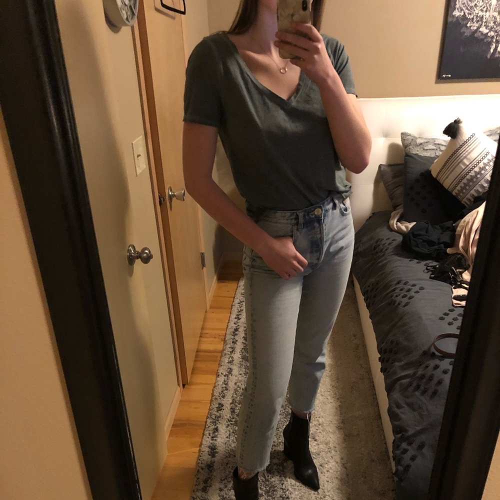 Green V-neck